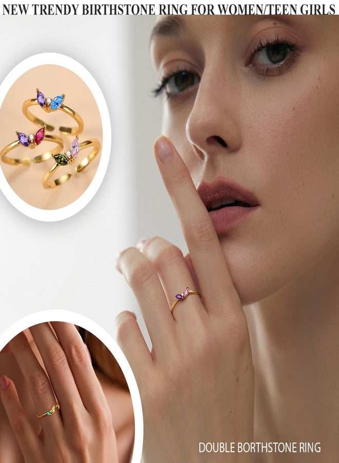Btysun September Birthday Gifts for Women 21st Birthday Gifts for Her Non Tarnish Gold Rings with 2 Birthstone Alexandrite Ring Adjustable Sapphire Ring Trendy Stuff Anniversary Christmas Jewelry - Image 5