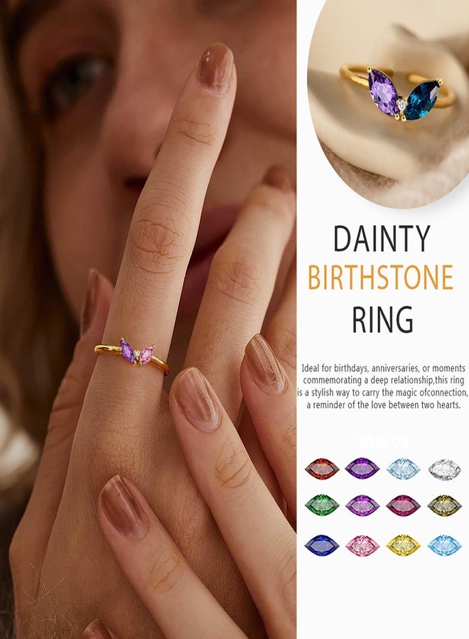 Btysun September Birthday Gifts for Women 21st Birthday Gifts for Her Non Tarnish Gold Rings with 2 Birthstone Alexandrite Ring Adjustable Sapphire Ring Trendy Stuff Anniversary Christmas Jewelry - Image 2