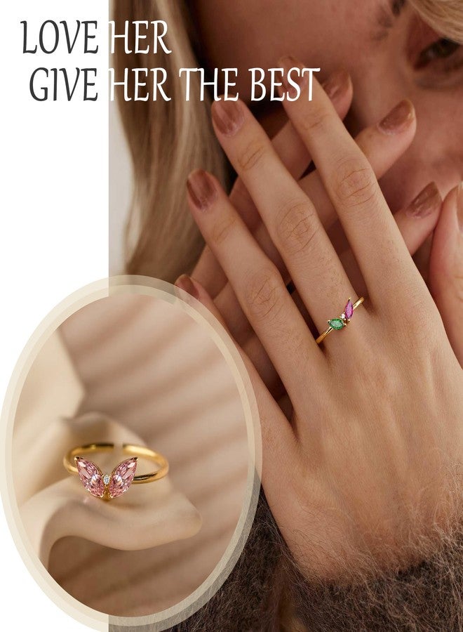 Btysun September Birthday Gifts for Women 21st Birthday Gifts for Her Non Tarnish Gold Rings with 2 Birthstone Alexandrite Ring Adjustable Sapphire Ring Trendy Stuff Anniversary Christmas Jewelry - Image 3