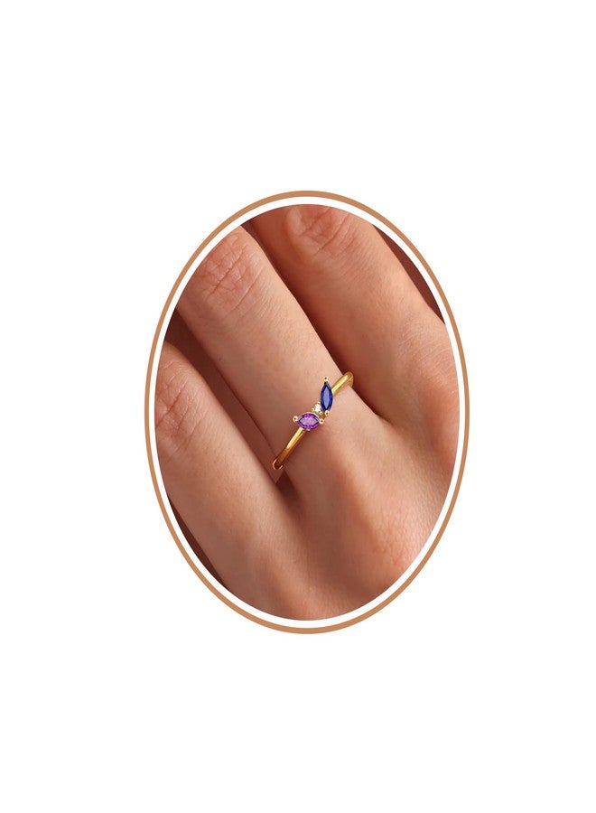 Btysun September Birthday Gifts for Women 21st Birthday Gifts for Her Non Tarnish Gold Rings with 2 Birthstone Alexandrite Ring Adjustable Sapphire Ring Trendy Stuff Anniversary Christmas Jewelry - Image 1