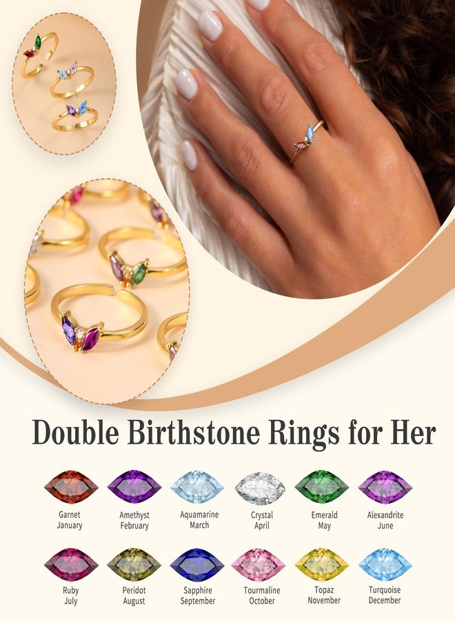Btysun September Birthday Gifts for Women 21st Birthday Gifts for Her Non Tarnish Gold Rings with 2 Birthstone Alexandrite Ring Adjustable Sapphire Ring Trendy Stuff Anniversary Christmas Jewelry - Image 4