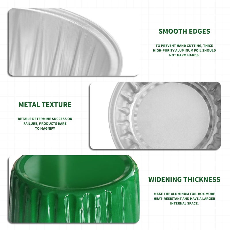 YOIYINI St. Patrick's Day 50Pcs Mini Aluminum Foil Cupcake Baking Cups,5oz Cake Pans Disposable,Mini Loaf Pans with Lids,Disposable Ramekins,Tin Cups Containers for Cupcake,Pudding,Muffin(50, Green) - Image 3