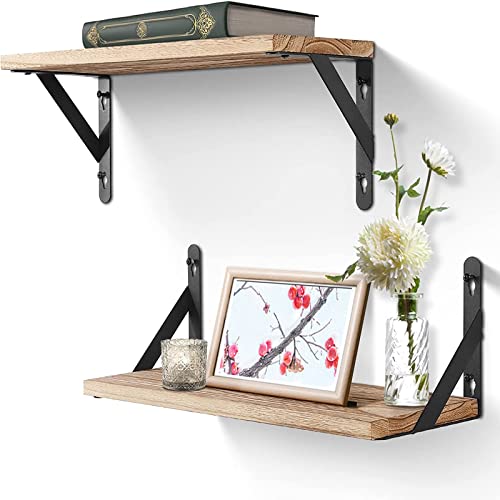 Uten Floating Shelves 2PCS Wall Mounted Shelf Wooden Kitchen Shelves Set with Spirit Level for Bedroom Bathroom Living Room Kitchen Storage Office Max Load 30kg66Ibs
