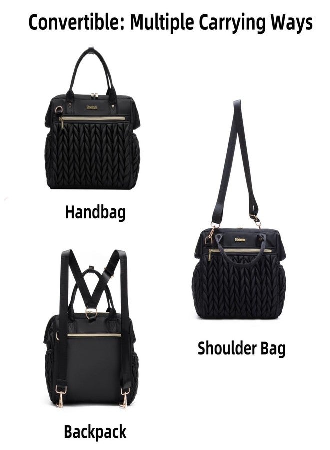 BHAFEM Womens Small Convertible Diaper Bag, Black - Image 5