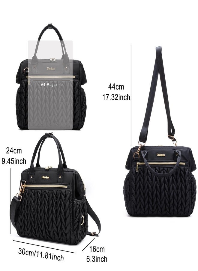 BHAFEM Womens Small Convertible Diaper Bag, Black - Image 4
