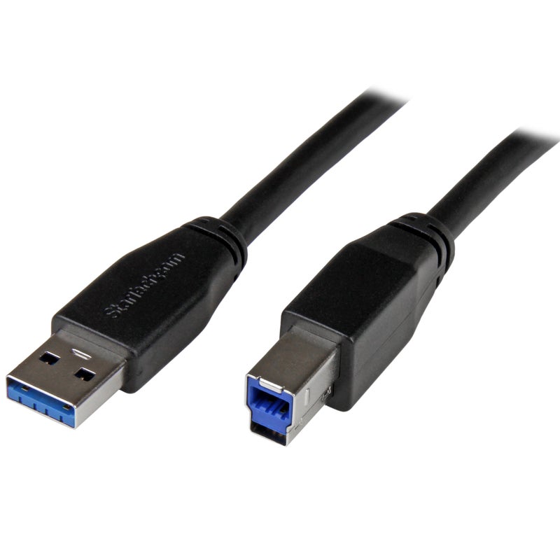 StarTech.com 5m 15 ft Active USB 3.0 (5Gbps) USB-A to USB-B Cable - M/M - USB A to B Cable - USB 3.2 Gen 1, TAA (USB3SAB5M) - Image 1