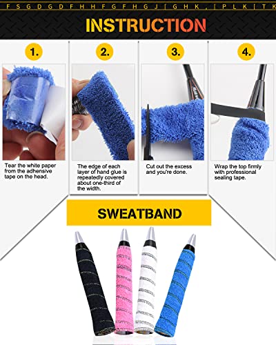 GLL Toweling Racket Overgrip, Super Absorbent Cotton Towel, Skid Resist Absorb Sweat Grip Tape, Handles Protection for Tennis Badminton Racquetball Squash Baseball - Image 2