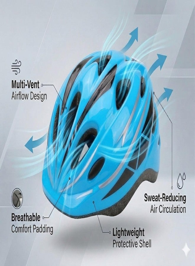 JERN® 7 Pieces Kids Children Roller Skating Bicycle Cycling Scooter Helmet Knee Elbow Pad Wrist Guard Set (Blue) - Image 5