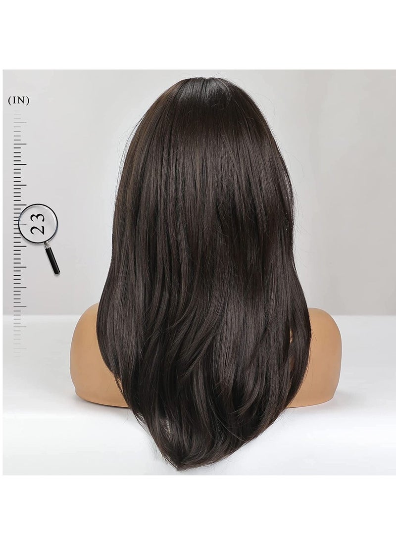 Estelle Long Brown Layered Synthetic Hair Wigs for Women Brown - Image 5