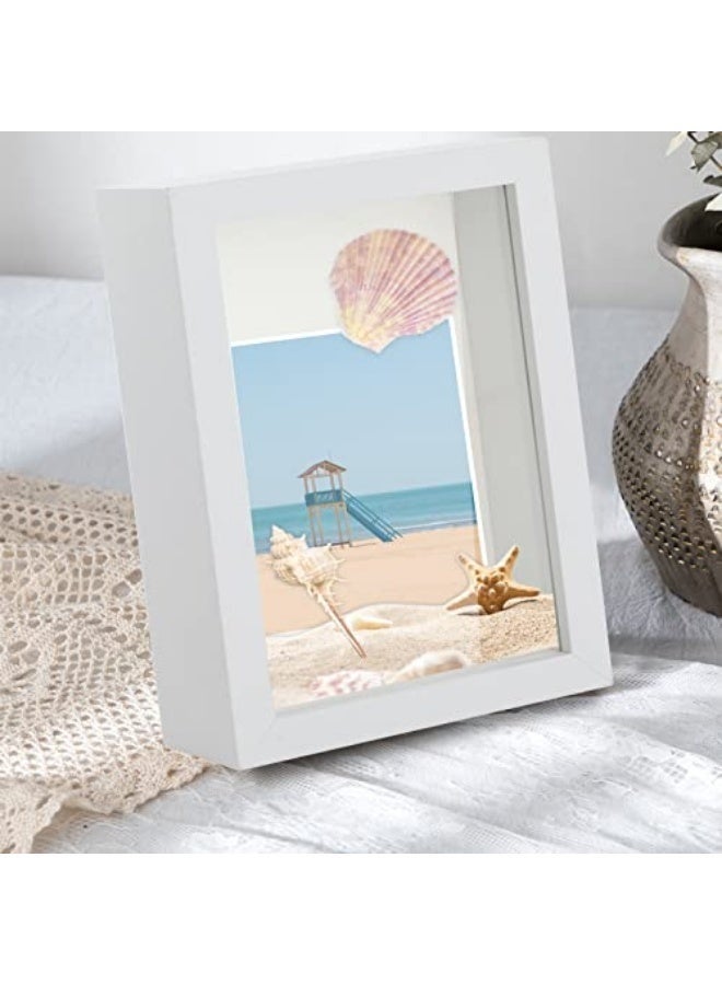 Arabest 2 Pack Shadow Boxes Display Cases with Soft Linen Back Deep Wood Glass 3D Shadow Box Set for Wall and Tabletop,（White, 6×8 inch ） - Image 3