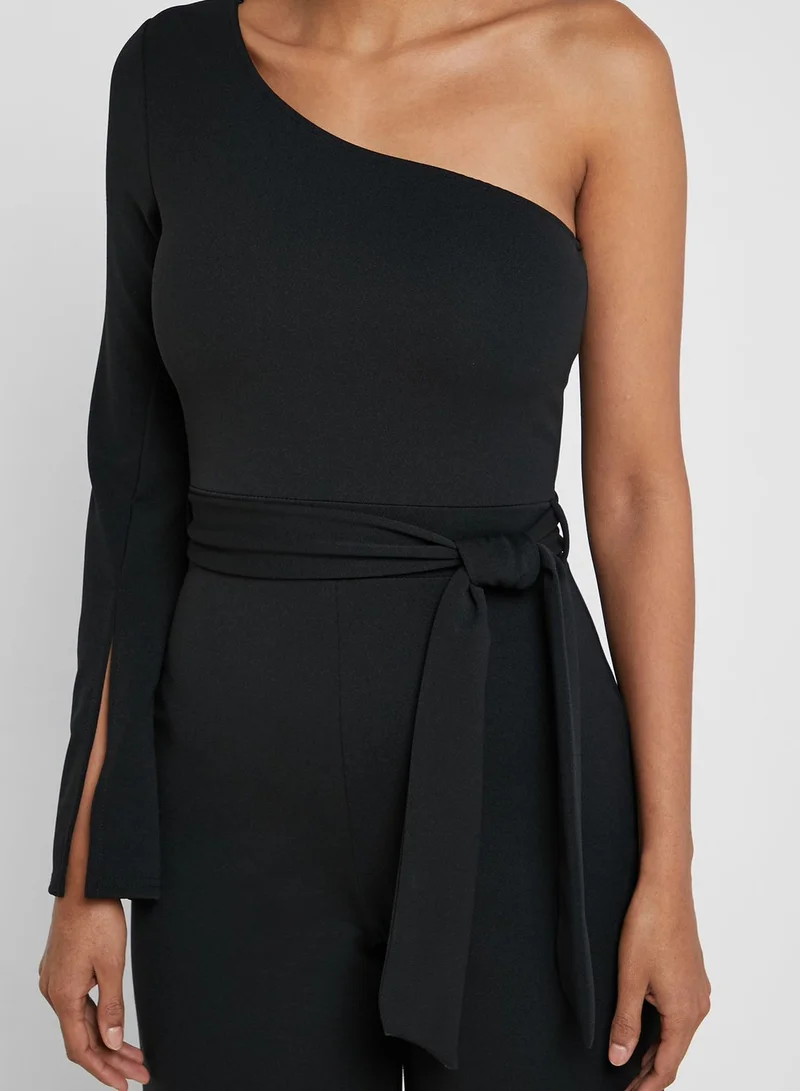 QUIZ Split Sleeve Asymmetric Jumpsuit