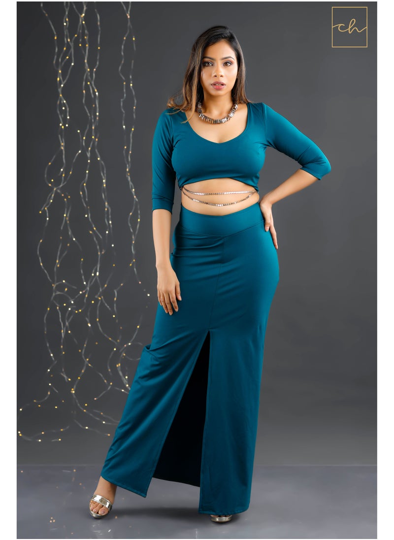 CH Glamstore Lace Crop Top and Long Skirt with Front Middle Slit  - Image 1