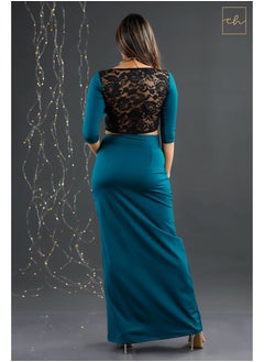 CH Glamstore Lace Crop Top and Long Skirt with Front Middle Slit  - Image 3