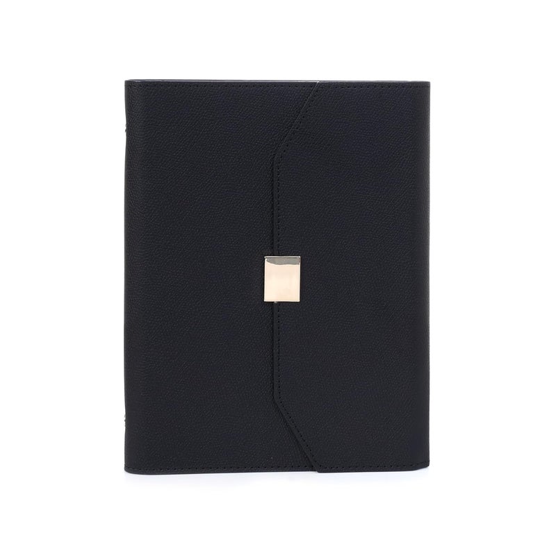 Scribelle Premium A5 Notebook Folder 6 Rings With Pen, Refillable Pages – 192, PU Leather Cover,Pen Slot With Box-Black Color - Image 1
