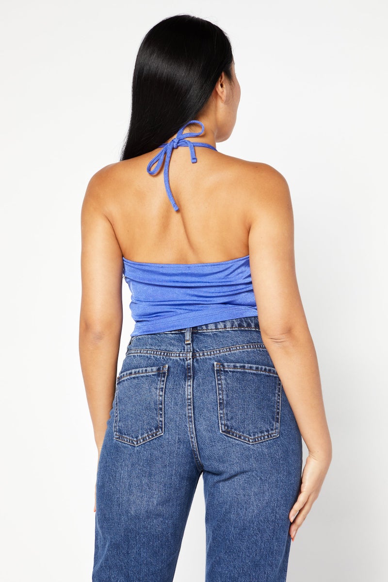 NA-KD Women V-Neck Sleeveless Plain Top, Light Purple - Image 4