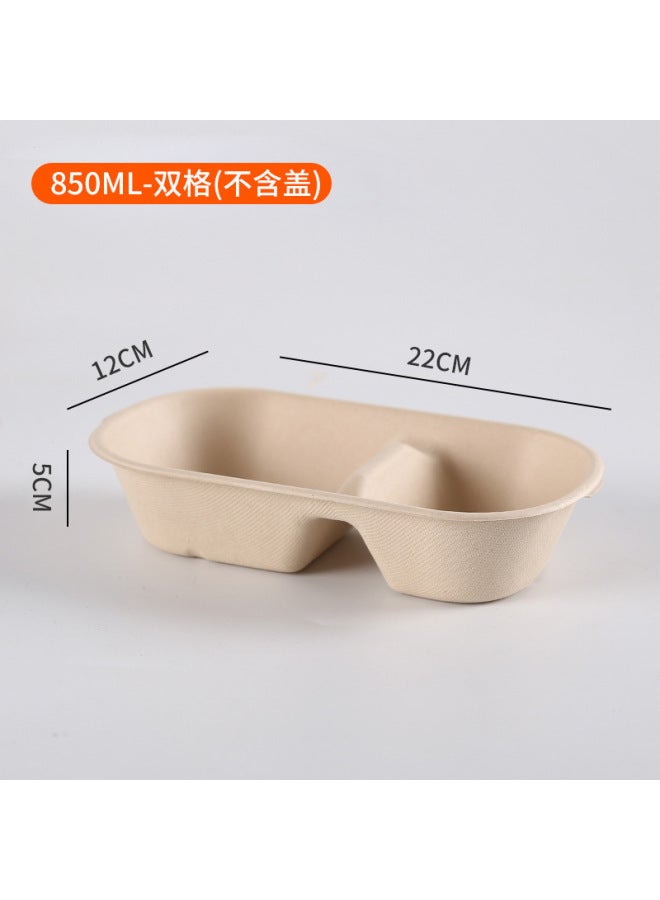 Disposable Oval Packaging Box For Light Meals, Salad, And Weight Loss Bento Box, Pulp Lunch Box, 850 Double-compartment Eco-friendly 700 Lunch Box