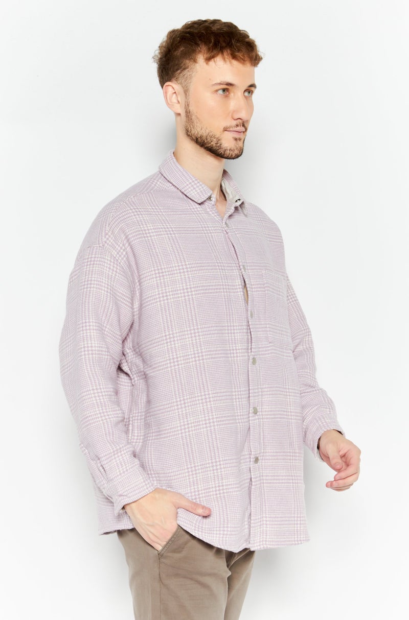 Men Regular Fit Graph Checkered Casual Shirt, Lilac