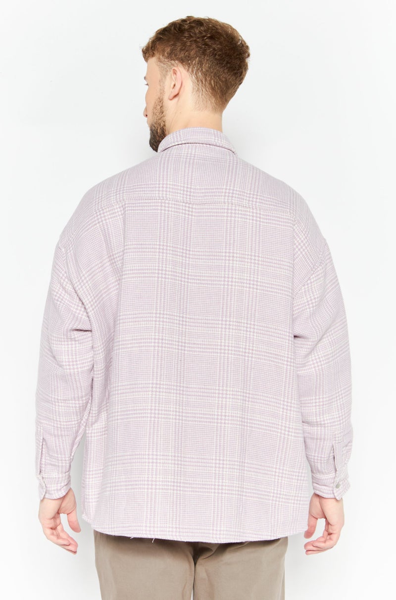 Men Regular Fit Graph Checkered Casual Shirt, Lilac