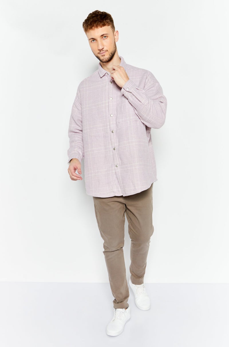 Men Regular Fit Graph Checkered Casual Shirt, Lilac