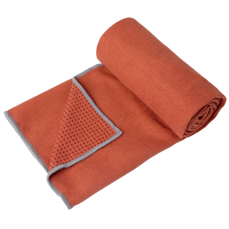 Eunzel Yoga Towel,Hot Yoga Mat Towel with Grip Dots Sweat Absorbent Non-Slip for Hot Yoga, Pilates and Workout 24" x72", Sedona Red - Image 1