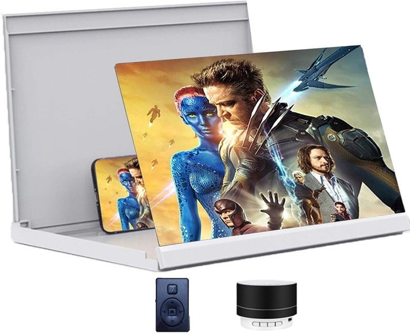 Phone Screen Magnifier HD Foldable Cell Phone Holder Stand Easy to Carry Phone Screen Amplifier for Videos Movies and Gaming for All Smartphones (Color : Black-Standard Size : 20inch) (White with - Image 2