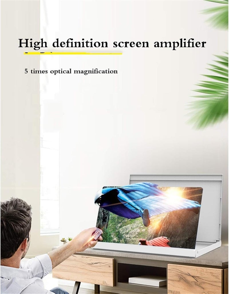 Phone Screen Magnifier HD Foldable Cell Phone Holder Stand Easy to Carry Phone Screen Amplifier for Videos Movies and Gaming for All Smartphones (Color : Black-Standard Size : 20inch) (White with - Image 3