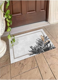 In-House Soft Velvet Turkish Rectangular Door & Bath Mat - Light Grey - 60x40 cm  - Image 1