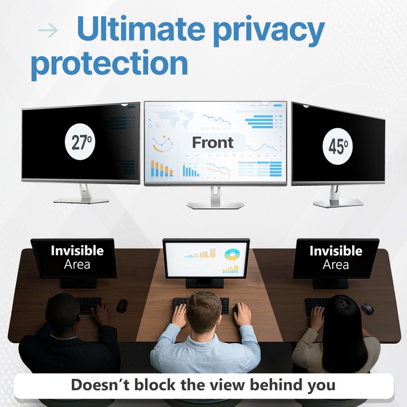 VINTEZ 30 Inch 16:10 Privacy Screen for Computer Monitor and Laptop - Anti Glare Protector Film Blue Light Filter Eye Protection - Computer Screen Privacy Shield, [1 Pack] - Image 2