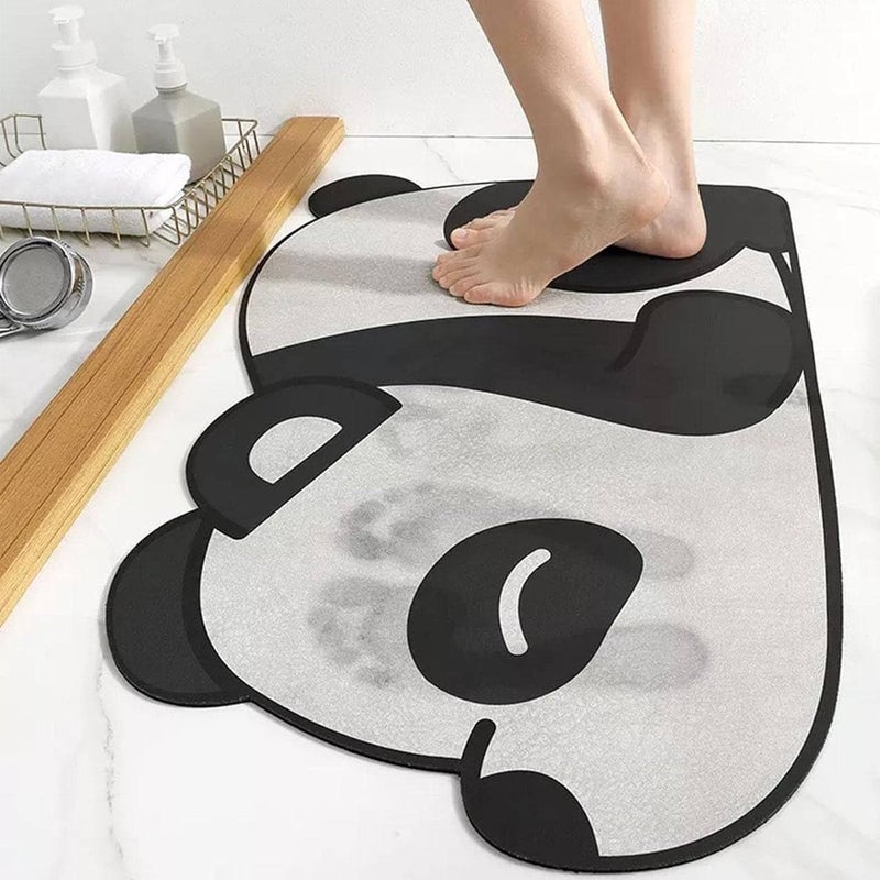 DREWIT STAR Cute Panda Cartoon Water Absorbing Bath Mat Super Absorbent AntiSlip Mat for Bathroom Home Kitchen - Image 2