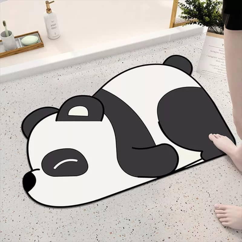 DREWIT STAR Cute Panda Cartoon Water Absorbing Bath Mat Super Absorbent AntiSlip Mat for Bathroom Home Kitchen - Image 1