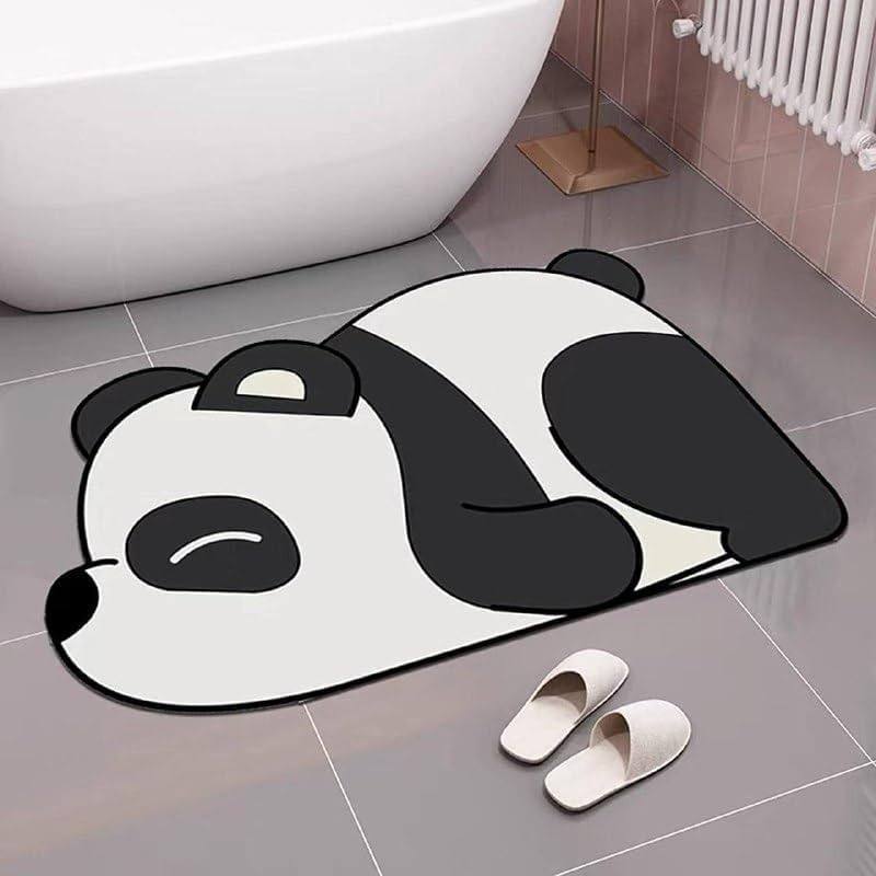 DREWIT STAR Cute Panda Cartoon Water Absorbing Bath Mat Super Absorbent AntiSlip Mat for Bathroom Home Kitchen - Image 4