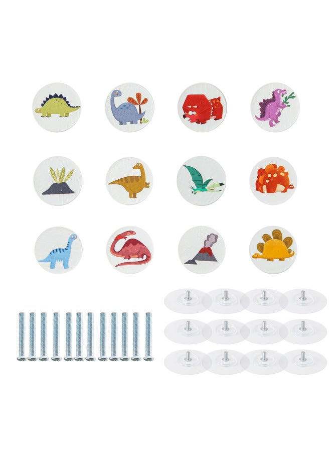 Nordic Style Cute Animal Shape Wooden Home Round Drawer K Dinosaur Pattern Furniture Multi-function Handle