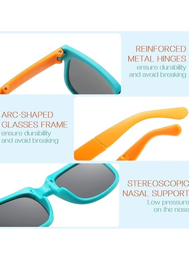 4 Pack Foldable Toddler Sunglasses,Age 2-4 6-8 10-12 Boys Girls, Cute Sun Glasses for Kids(Rectangle) - Image 3