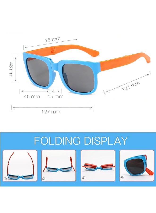 4 Pack Foldable Toddler Sunglasses,Age 2-4 6-8 10-12 Boys Girls, Cute Sun Glasses for Kids(Rectangle) - Image 2