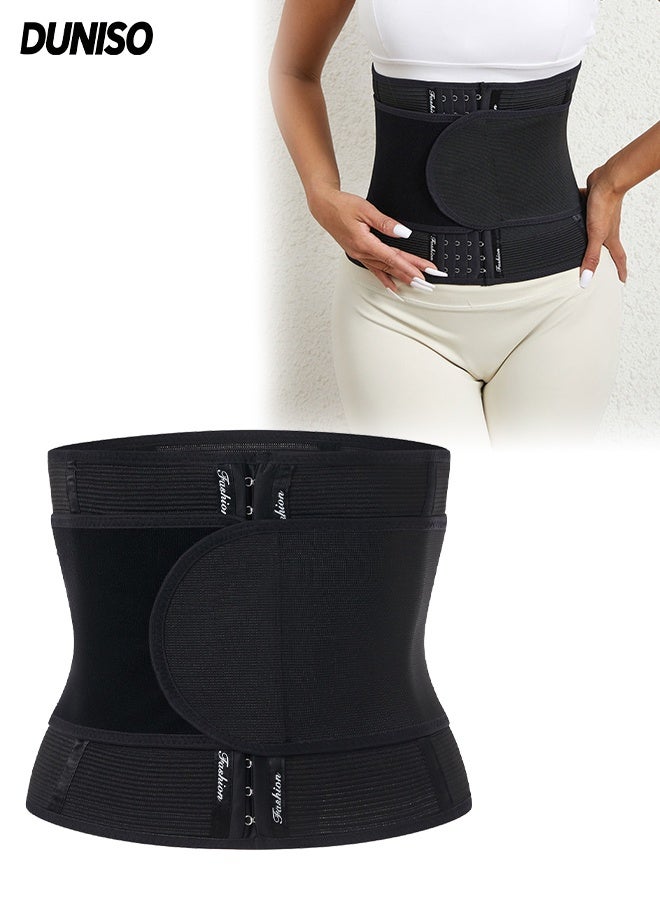 DUNISO Women Waist Belt Trainer，Adjustable Sports Waist Support Power Waist Belt，Breathable and Comfortable Slimming Belly Band Shaper for Women，Used for Slimming, Shaping, and Postpartum Repair，L，Black - Image 1
