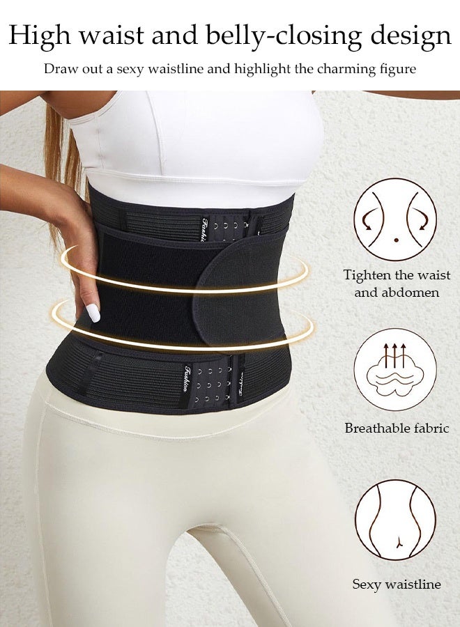 DUNISO Women Waist Belt Trainer，Adjustable Sports Waist Support Power Waist Belt，Breathable and Comfortable Slimming Belly Band Shaper for Women，Used for Slimming, Shaping, and Postpartum Repair，L，Black - Image 3