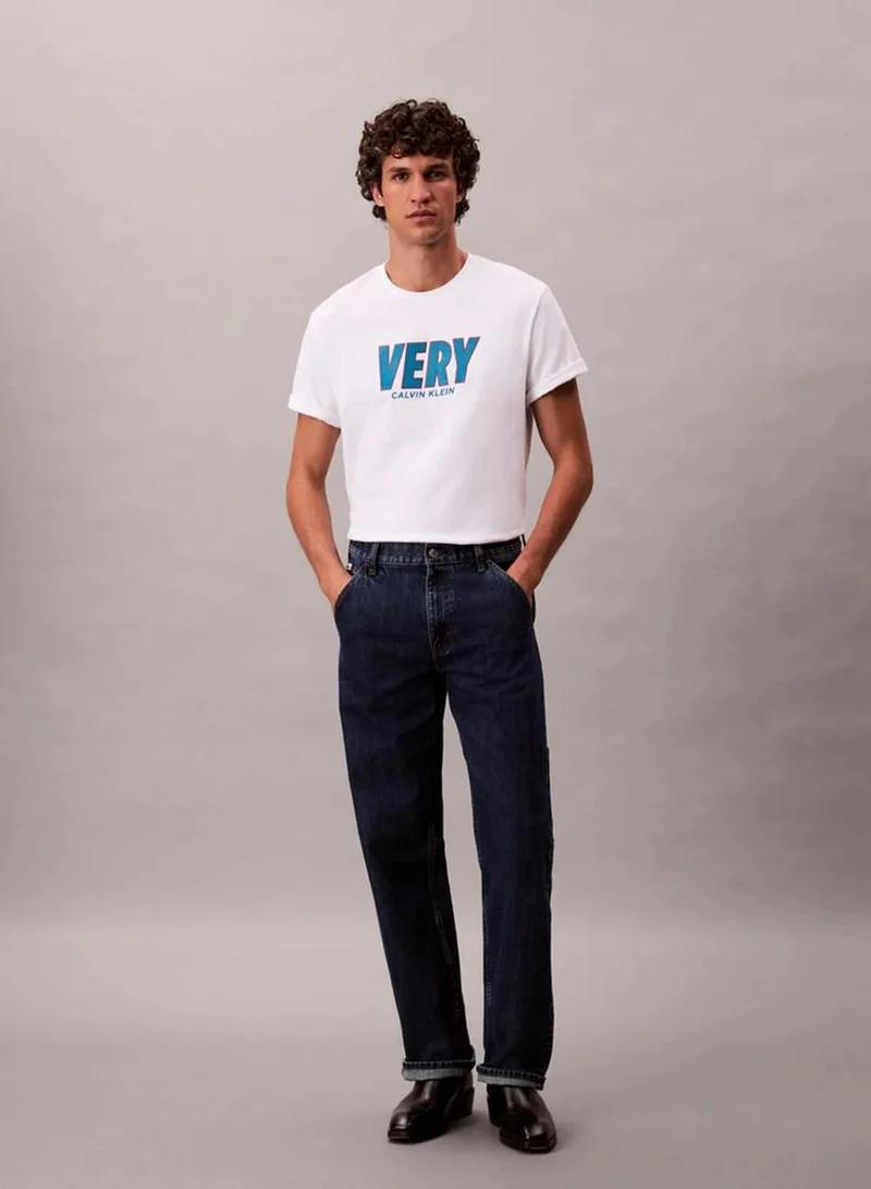Calvin Klein Jeans Brilliant White Very Graphic Relaxed T-Shirt for Men | Best Price UAE