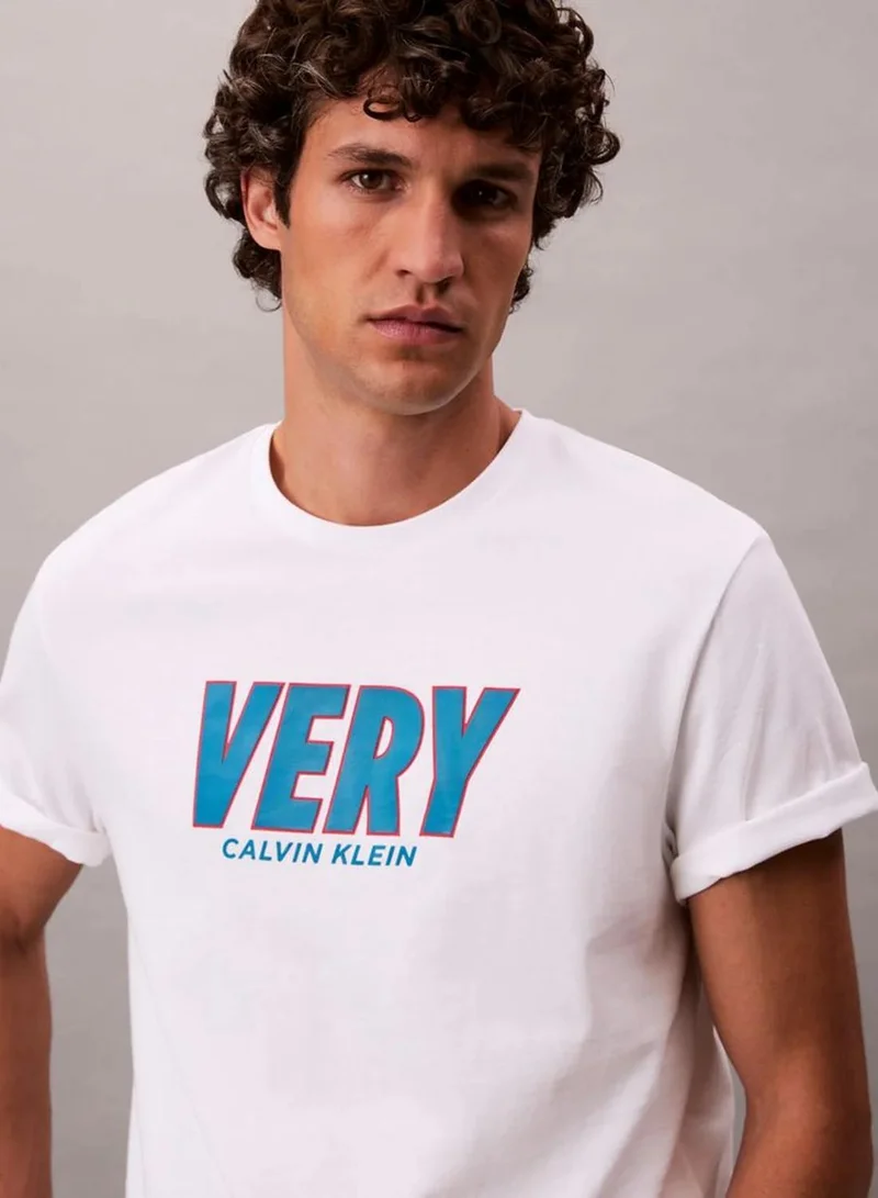 Calvin Klein Jeans Brilliant White Very Graphic Relaxed T-Shirt for Men | Best Price UAE
