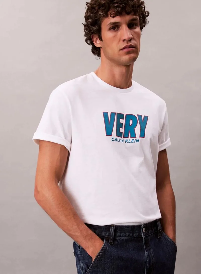 Calvin Klein Jeans Brilliant White Very Graphic Relaxed T-Shirt for Men | Best Price UAE