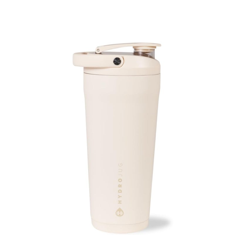 HydroJug 24 oz New Stainless Steel Shaker Insulated Leakproof BPAFree with Silent Mixing Grate No Clumps No Noise Premium Shaker for Fitness Sports Everyday Use Cream