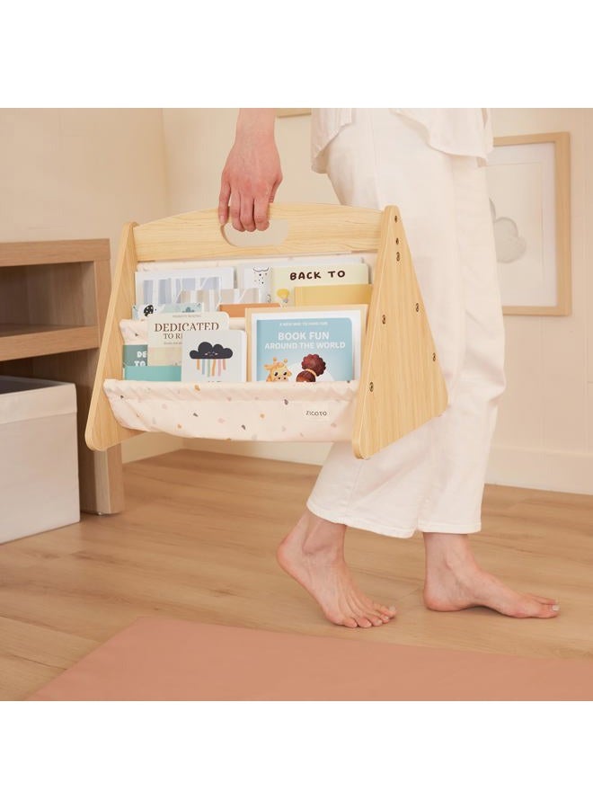 ZICOTO Decorative Wooden Bookshelf with Handle for Kids Rooms - Keeps Books Neatly Organized & Within Reach for Toddlers - Easy Install Montessori Book Shelf for Baby's Bedroom or Playroom Decor - Image 5