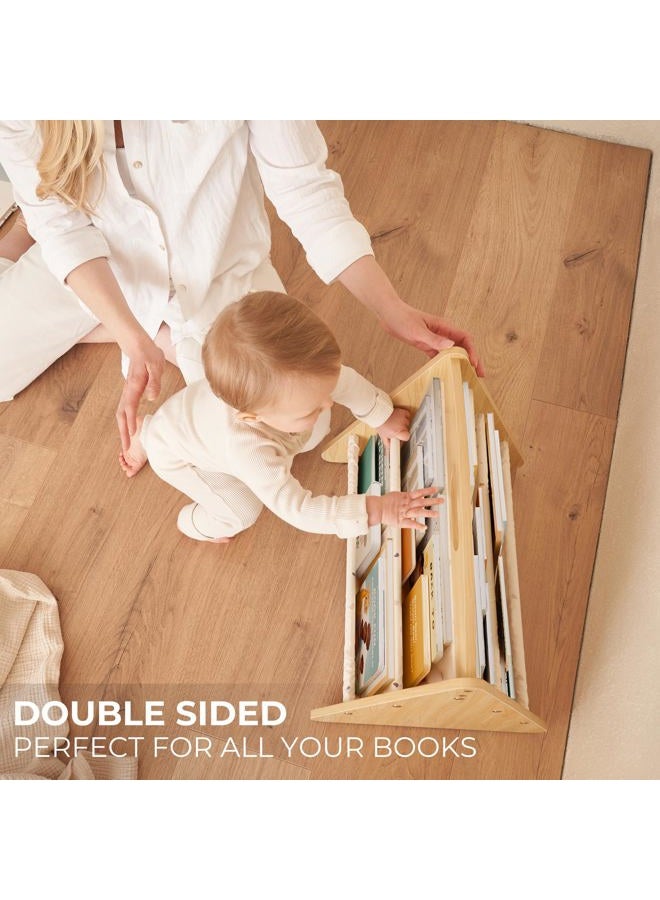 ZICOTO Decorative Wooden Bookshelf with Handle for Kids Rooms - Keeps Books Neatly Organized & Within Reach for Toddlers - Easy Install Montessori Book Shelf for Baby's Bedroom or Playroom Decor - Image 4