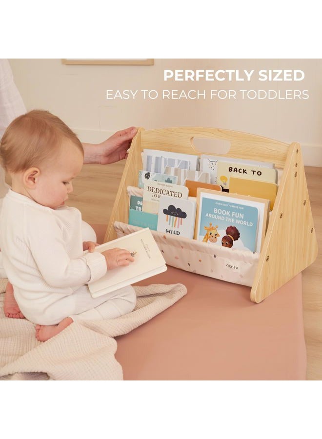 ZICOTO Decorative Wooden Bookshelf with Handle for Kids Rooms - Keeps Books Neatly Organized & Within Reach for Toddlers - Easy Install Montessori Book Shelf for Baby's Bedroom or Playroom Decor - Image 3