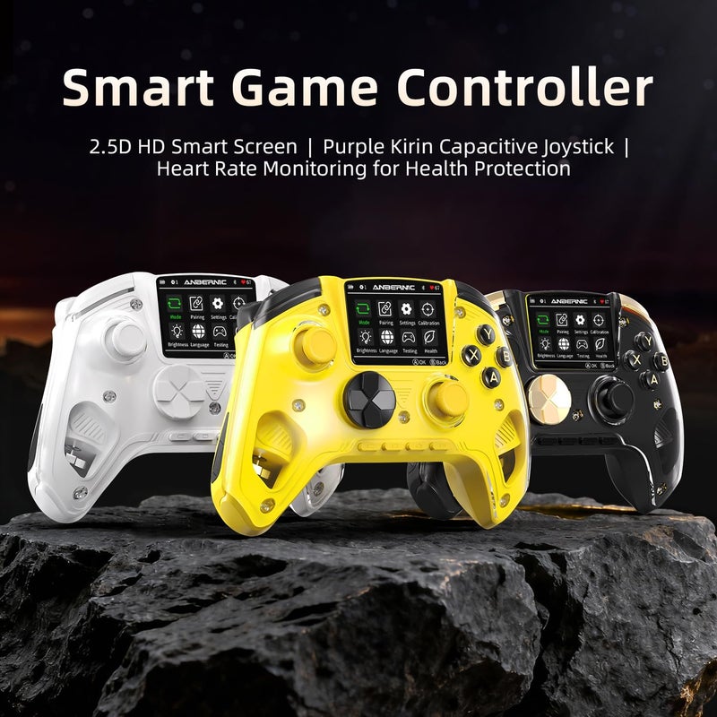 Voacle RG G01 Interactive Screen Wireless Gaming Controller Compatible with PC/Steam/Linux/Android/Switch/IOS 2.4G Wireless Bluetooth Controller Gamepad Hall Effect Triggers(Yellow) - Image 2