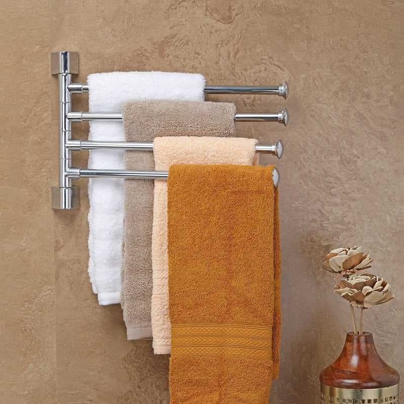 FORTUNE Stainless Steel 4-Arm Bathroom Swing Hanger Towel Bar/Wall Mounted Swivel Towel Bar Holder for Bathroom/Towel Stand/Towel Hanger 12" inch Long/Bathroom Accessories - Image 1