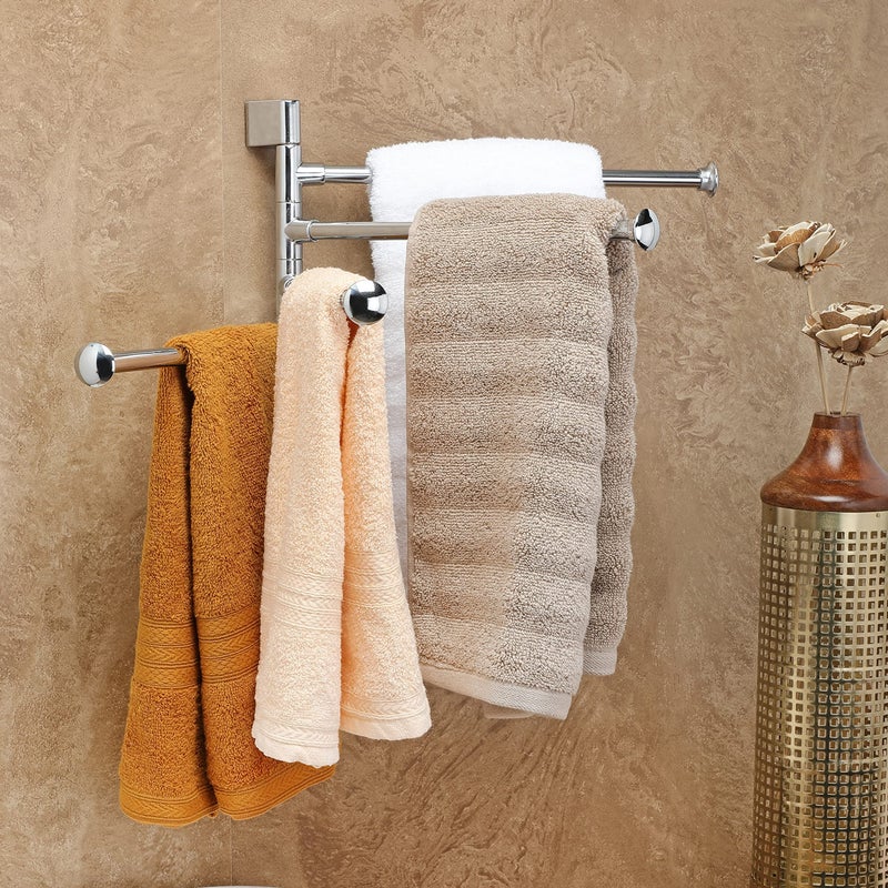 FORTUNE Stainless Steel 4-Arm Bathroom Swing Hanger Towel Bar/Wall Mounted Swivel Towel Bar Holder for Bathroom/Towel Stand/Towel Hanger 12" inch Long/Bathroom Accessories - Image 5