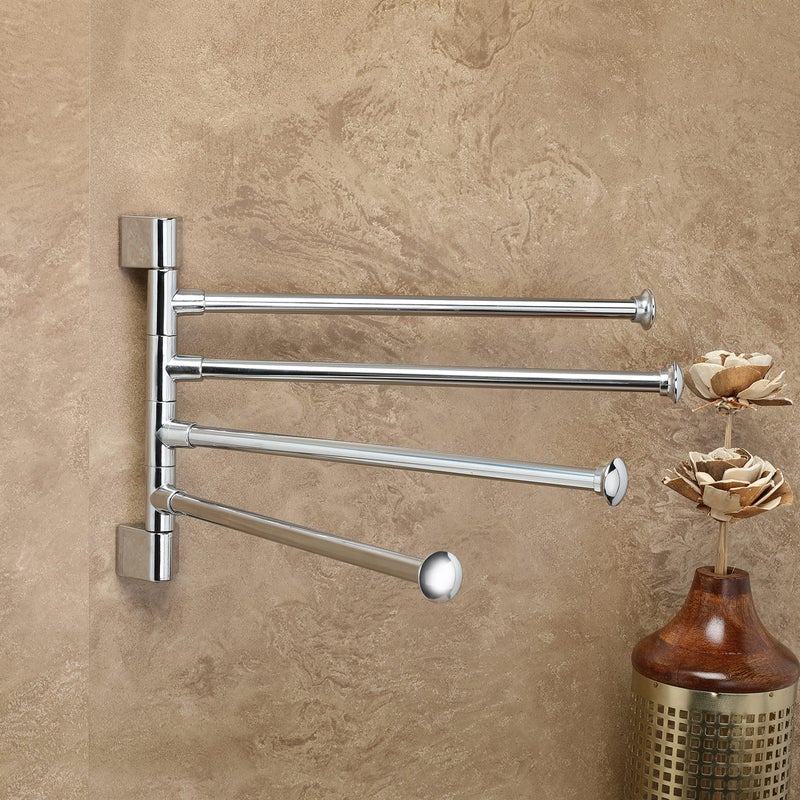 FORTUNE Stainless Steel 4-Arm Bathroom Swing Hanger Towel Bar/Wall Mounted Swivel Towel Bar Holder for Bathroom/Towel Stand/Towel Hanger 12" inch Long/Bathroom Accessories - Image 2
