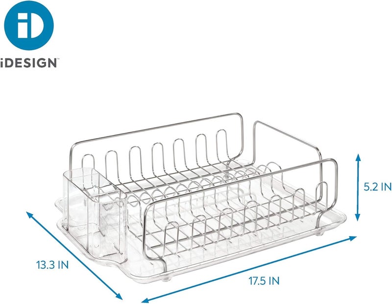 InterDesign Idesign Forma Stainless Steel Sink Dish Drainer Rack With Tray Kitchen Drying Rack For Drying Glasses, Silverware, Bowls, Plates, Clear | Kitchen Drying Rack, For Drying Glasses, For Silverware, For Bowls, For Plates - Image 5