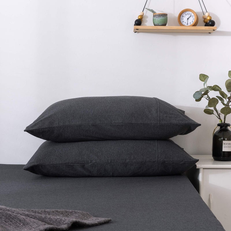 KAIANG KAIANG Jersey Knit Pillowcase. All Season  Soft  Cozy Cases. T-Shirt Jersey Cotton Pillow Case Set. Heather Cotton Jersey Case Set. (Dark Gray  Queen Size) - Image 1