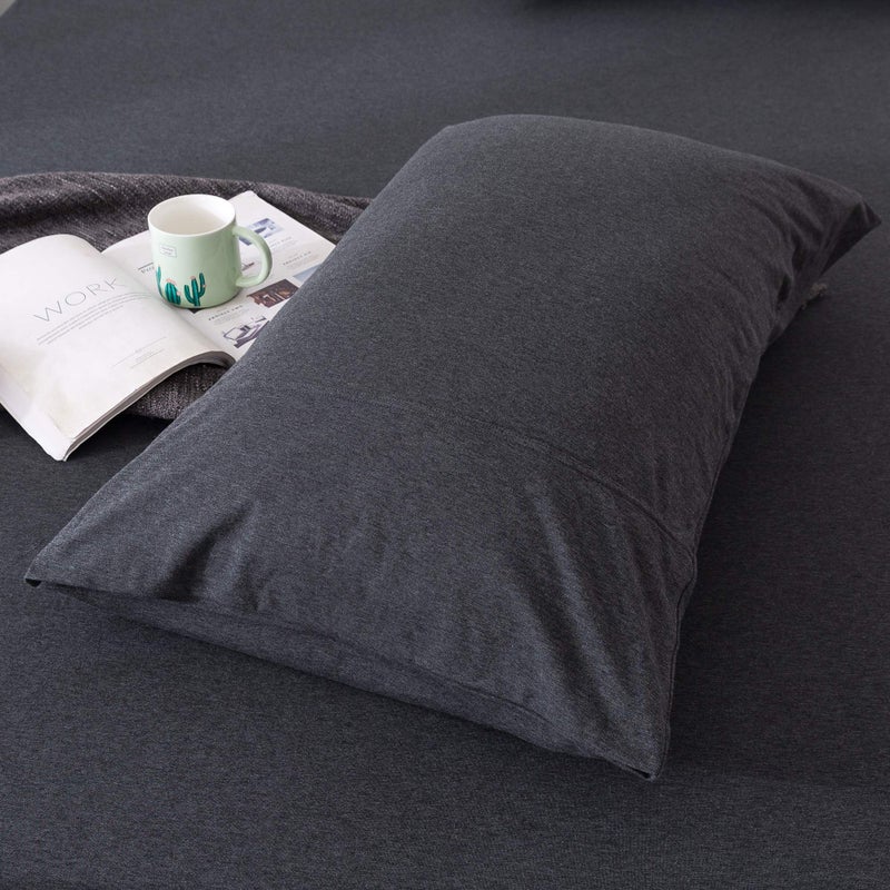 KAIANG KAIANG Jersey Knit Pillowcase. All Season  Soft  Cozy Cases. T-Shirt Jersey Cotton Pillow Case Set. Heather Cotton Jersey Case Set. (Dark Gray  Queen Size) - Image 3